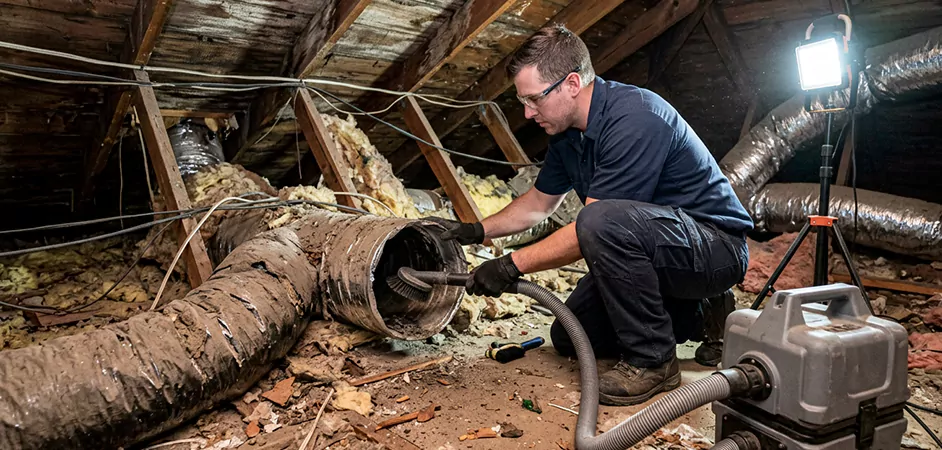 Storm-Damaged Attic Duct Cleaning in Grand Prairie