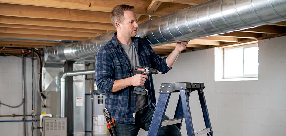 Exposed Spiral Ductwork in Grand Prairie