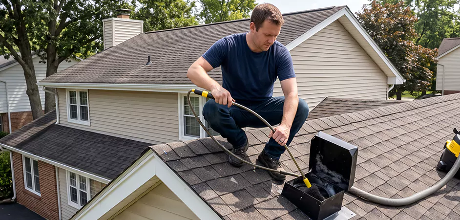 Multi-Story Roof Dryer Vent Cleaning in Grand Prairie